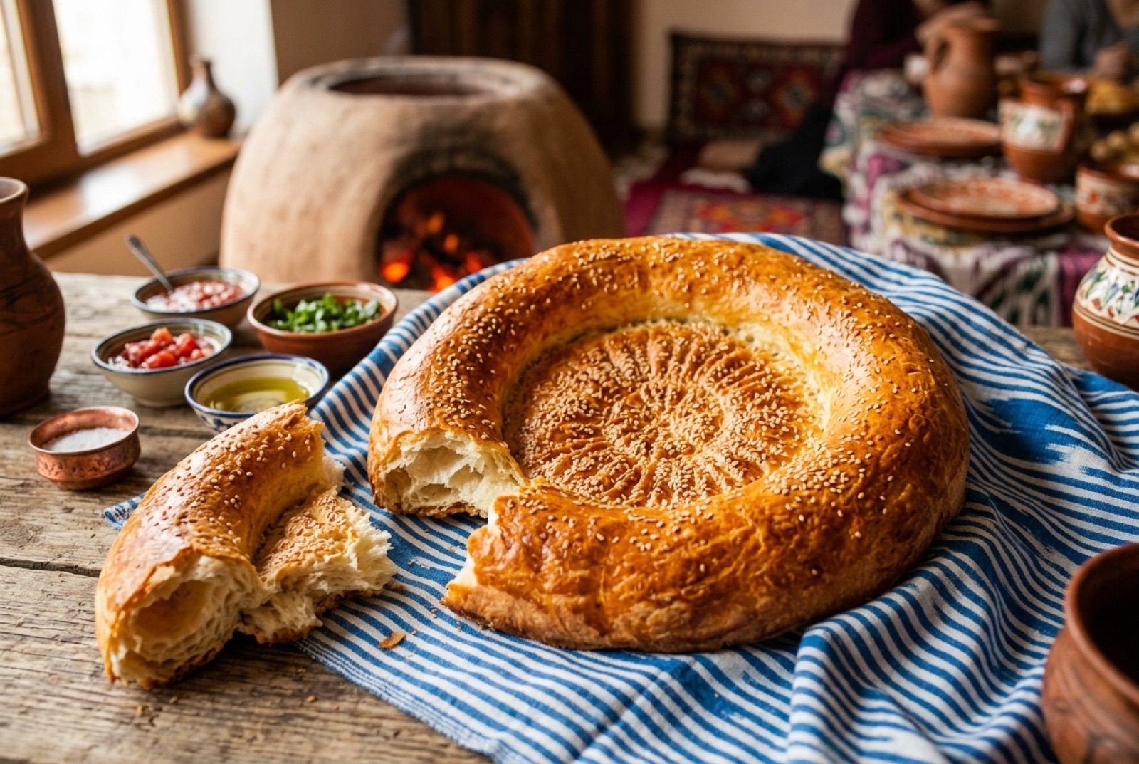 Патыр — узбекская праздничная лепёшка с кунжутом